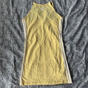 adidas Yellow Racerback Tank Dress with White Side Stripes